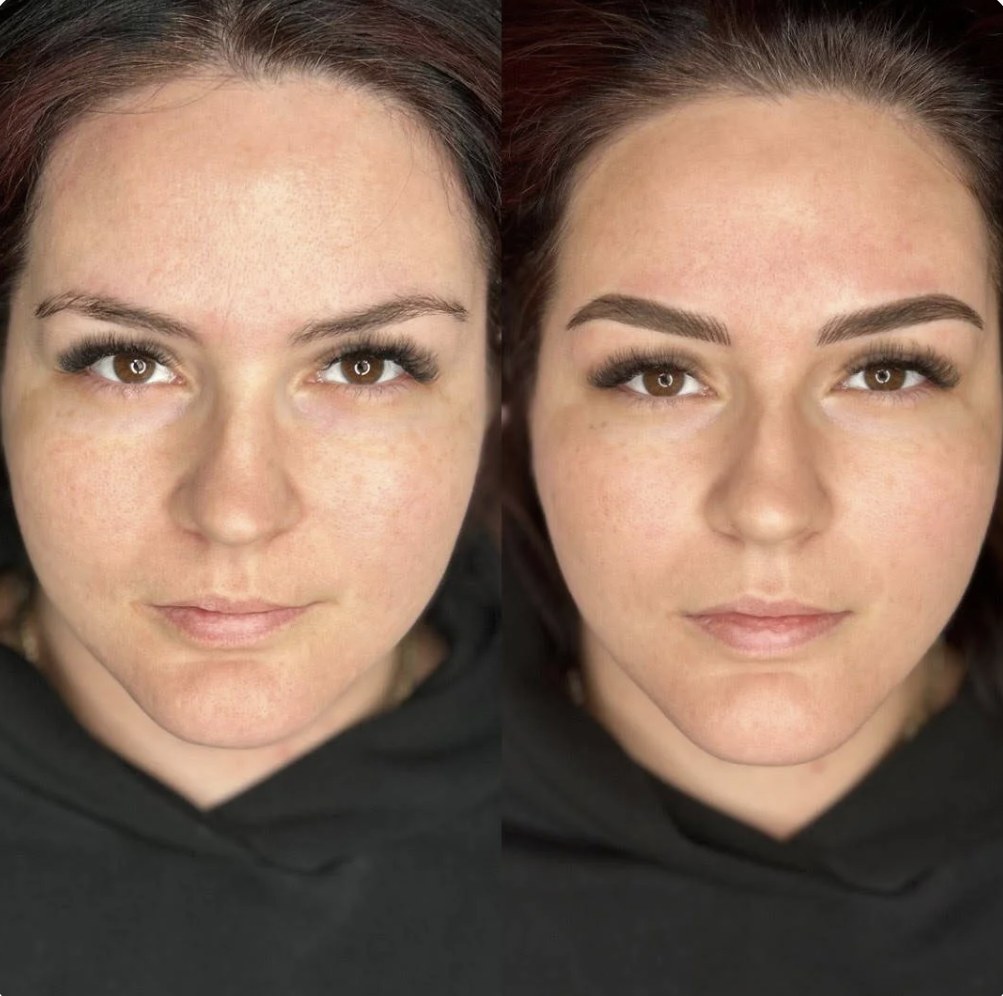 Combination brows before and after at Endless Ink Cosmetics