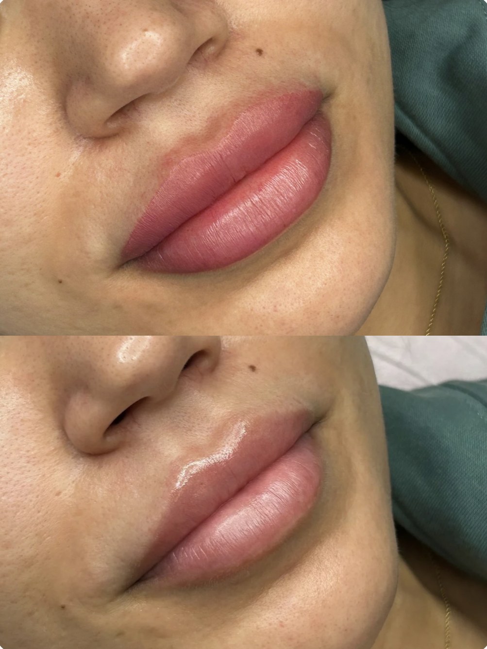 Lip blushing before and after at Endless Ink Cosmetics