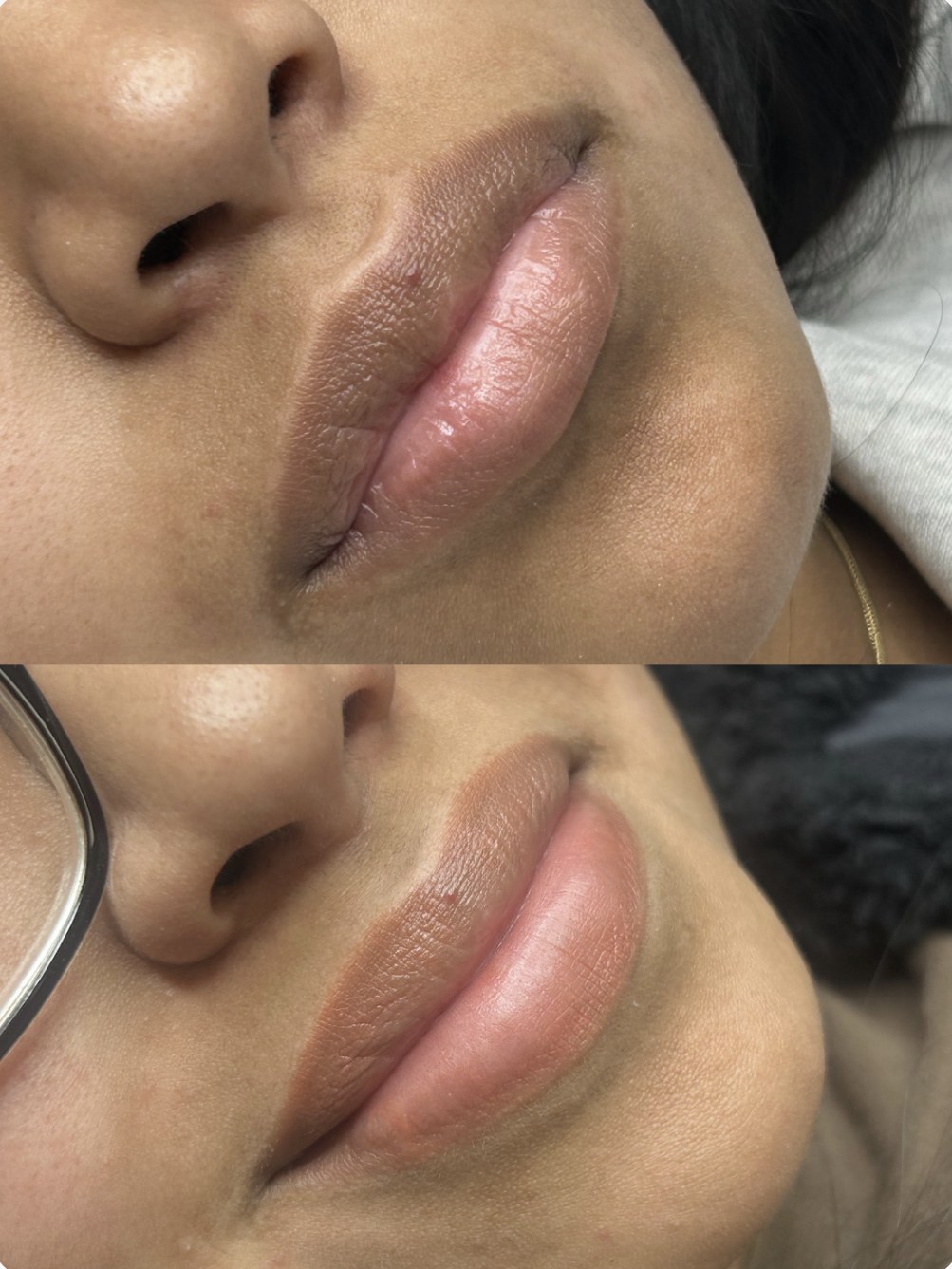 Lip neutralization before and after at Endless Ink Cosmetics